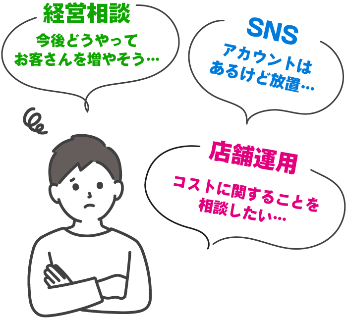 経営相談、SNS、店舗運用の悩みがたくさん